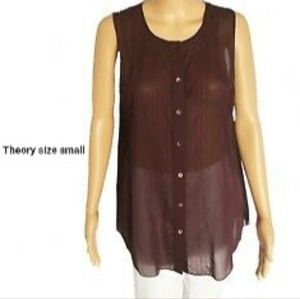 Theory Plum 100% Silk Blouse